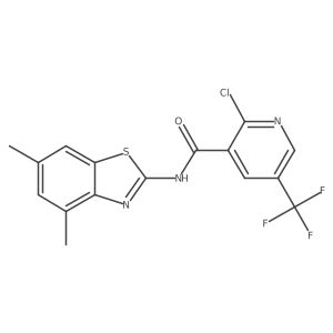2-chloro-N-(4,6-dimethyl-1,3-benzothiazol-2-yl)-5-(trifluoromethyl)pyridine-3-carboxamide结构式