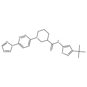 1-(6-(1H-1,2,4-triazol-1-yl)pyridazin-3-yl)-N-(3-(tert-butyl)isoxazol-5-yl)piperidine-3-carboxamide结构式
