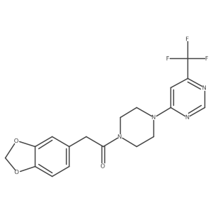 2-(Benzo[d][1,3]dioxol-5-yl)-1-(4-(6-(trifluoromethyl)pyrimidin-4-yl)piperazin-1-yl)ethanone结构式