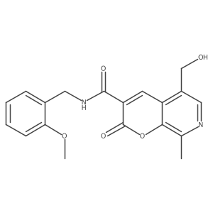 5-(hydroxymethyl)-N-(2-methoxybenzyl)-8-methyl-2-oxo-2H-pyrano[2,3-c]pyridine-3-carboxamide结构式