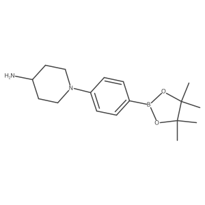 1-[4-(4,4,5,5-Tetramethyl-1,3,2-dioxaborolan-2-yl)phenyl]-4-piperidinamine结构式
