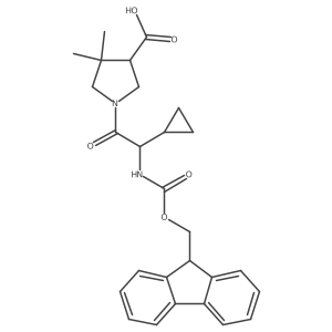 1-[2-cyclopropyl-2-({[(9H-fluoren-9-yl)methoxy]carbonyl}amino)acetyl]-4,4-dimethylpyrrolidine-3-carboxylic acid结构式