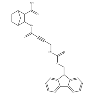 3-[4-({[(9H-fluoren-9-yl)methoxy]carbonyl}amino)but-2-ynamido]bicyclo[2.2.1]heptane-2-carboxylic acid结构式