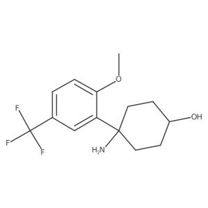4-Amino-4-[2-methoxy-5-(trifluoromethyl)phenyl]cyclohexan-1-ol结构式