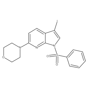 3-Iodo-6-(4-morpholinyl)-1-(phenylsulfonyl)-1H-pyrrolo[2,3-b]pyridine结构式