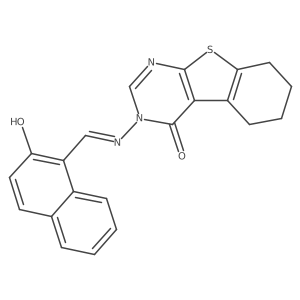 3-{[(1E)-(2-hydroxy-1-naphthyl)methylene]amino}-5,6,7,8-tetrahydro[1]benzothieno[2,3-d]pyrimidin-4(3H)-one结构式