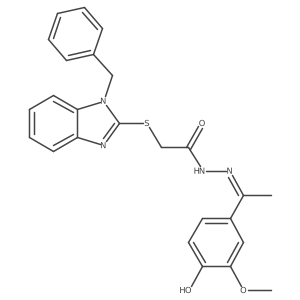 2-[(1-benzyl-1H-benzimidazol-2-yl)sulfanyl]-N'-[(1E)-1-(4-hydroxy-3-methoxyphenyl)ethylidene]acetohydrazide结构式