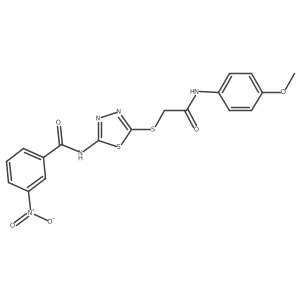 N-(5-((2-((4-methoxyphenyl)amino)-2-oxoethyl)thio)-1,3,4-thiadiazol-2-yl)-3-nitrobenzamide结构式