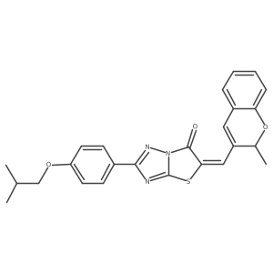 (5E)-2-(4-isobutoxyphenyl)-5-[(2-methyl-2H-chromen-3-yl)methylene][1,3]thiazolo[3,2-b][1,2,4]triazol-6(5H)-one Structure