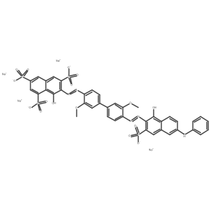 Tetrasodium 8-hydroxy-7-((4'-((1-hydroxy-6-(phenylamino)-3-sulphonato-2-naphthyl)azo)-3,3'-dimethoxy(1,1'-biphenyl)-4-yl)azo)naphthalene-1,3,6-trisulphonate结构式