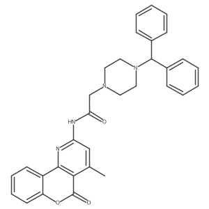 2-(4-benzhydrylpiperazin-1-yl)-N-(4-methyl-5-oxo-5H-chromeno[4,3-b]pyridin-2-yl)acetamide Structure