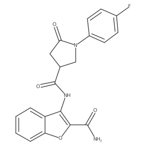 N-(2-carbamoylbenzofuran-3-yl)-1-(4-fluorophenyl)-5-oxopyrrolidine-3-carboxamide结构式