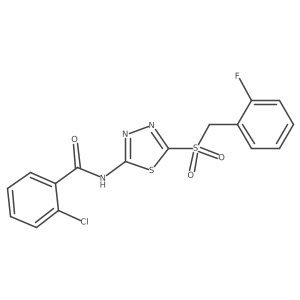 2-chloro-N-[(2Z)-5-[(2-fluorobenzyl)sulfonyl]-1,3,4-thiadiazol-2(3H)-ylidene]benzamide结构式