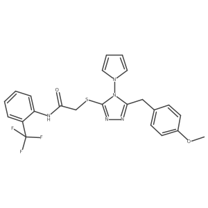 2-((5-(4-methoxybenzyl)-4-(1H-pyrrol-1-yl)-4H-1,2,4-triazol-3-yl)thio)-N-(2-(trifluoromethyl)phenyl)acetamide Structure