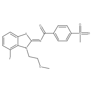 (Z)-N-(4-fluoro-3-(2-methoxyethyl)benzo[d]thiazol-2(3H)-ylidene)-4-(methylsulfonyl)benzamide结构式