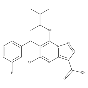 Pyrazolo[1,5-a]pyrimidine-3-carboxylic acid,5-chloro-7-[(1,2-dimethylpropyl)amino]-6-[(3-fluorophenyl)methyl]-结构式
