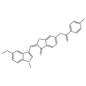 (2E)-2-[(5-methoxy-1-methyl-1H-indol-3-yl)methylidene]-3-oxo-2,3-dihydro-1-benzofuran-6-yl 4-methylbenzoate结构式
