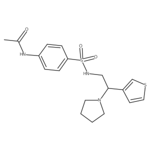 N-(4-(N-(2-(pyrrolidin-1-yl)-2-(thiophen-3-yl)ethyl)sulfamoyl)phenyl)acetamide结构式