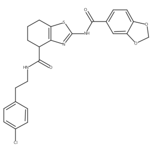 2-(benzo[d][1,3]dioxole-5-carboxamido)-N-(4-chlorophenethyl)-4,5,6,7-tetrahydrobenzo[d]thiazole-4-carboxamide结构式
