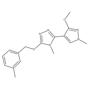 3-(3-methoxy-1-methyl-1H-pyrazol-4-yl)-4-methyl-5-((3-methylbenzyl)thio)-4H-1,2,4-triazole结构式