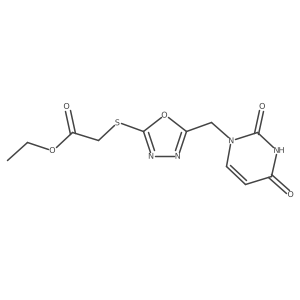 ethyl 2-((5-((2,4-dioxo-3,4-dihydropyrimidin-1(2H)-yl)methyl)-1,3,4-oxadiazol-2-yl)thio)acetate Structure