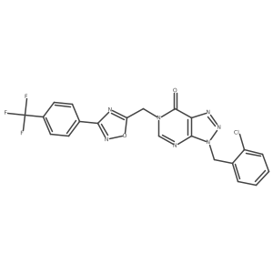 O=c1c2nnn(Cc3ccccc3Cl)c2ncn1Cc1nc(-c2ccc(C(F)(F)F)cc2)no1结构式