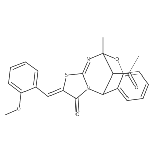 (Z)-13-acetyl-2-(2-methoxybenzylidene)-5-methyl-5,11-dihydro-5,11-methanobenzo[g]thiazolo[2,3-d][1,3,5]oxadiazocin-1(2H)-one Structure
