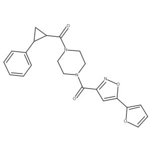 (5-(Furan-2-yl)isoxazol-3-yl)(4-(2-phenylcyclopropanecarbonyl)piperazin-1-yl)methanone Structure