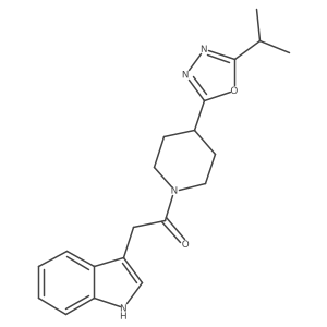 2-(1H-indol-3-yl)-1-(4-(5-isopropyl-1,3,4-oxadiazol-2-yl)piperidin-1-yl)ethanone Structure