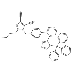 2-Butyl-1-((2'-(1-trityl-1H-tetrazol-5-yl)-[1,1'-biphenyl]-4-yl)methyl)-1H-imidazole-4,5-dicarbonitrile Structure