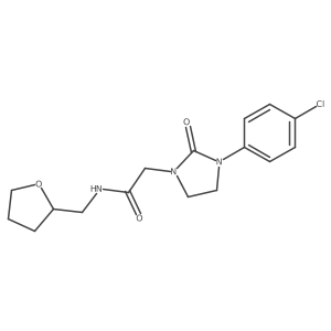 2-(3-(4-chlorophenyl)-2-oxoimidazolidin-1-yl)-N-((tetrahydrofuran-2-yl)methyl)acetamide结构式