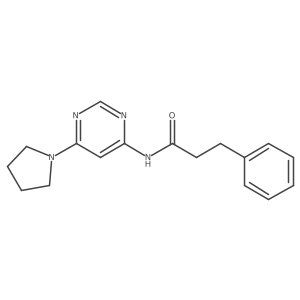 3-phenyl-N-(6-(pyrrolidin-1-yl)pyrimidin-4-yl)propanamide结构式