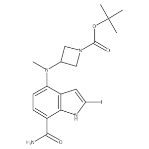 tert-butyl 3-((7-carbamoyl-2-iodo-1H-indol-4-yl)(methyl)amino)azetidine-1-carboxylate结构式