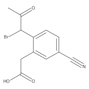 CC(=O)C(Br)c1ccc(C#N)cc1CC(=O)O结构式