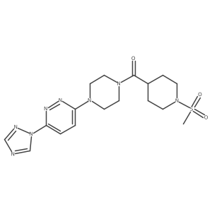 (4-(6-(1H-1,2,4-triazol-1-yl)pyridazin-3-yl)piperazin-1-yl)(1-(methylsulfonyl)piperidin-4-yl)methanone Structure
