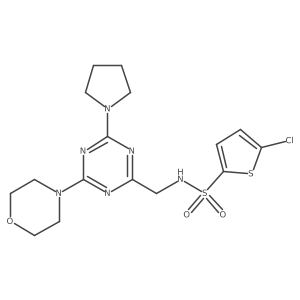 5-chloro-N-{[4-(morpholin-4-yl)-6-(pyrrolidin-1-yl)-1,3,5-triazin-2-yl]methyl}thiophene-2-sulfonamide结构式