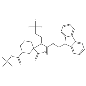 1-[(tert-butoxy)carbonyl]-3-({[(9H-fluoren-9-yl)methoxy]carbonyl}(3,3,3-trifluoropropyl)amino)piperidine-3-carboxylic acid Structure