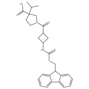 1-[3-({[(9H-fluoren-9-yl)methoxy]carbonyl}amino)cyclobutanecarbonyl]-3-(propan-2-yl)pyrrolidine-3-carboxylic acid Structure
