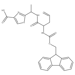 2-{1-[2-({[(9H-fluoren-9-yl)methoxy]carbonyl}amino)pent-4-enamido]ethyl}-1,3-thiazole-4-carboxylic acid结构式