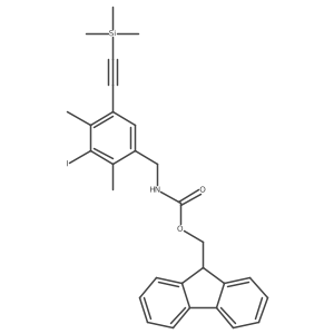 (9H-fluoren-9-yl)methyl N-({3-iodo-2,4-dimethyl-5-[2-(trimethylsilyl)ethynyl]phenyl}methyl)carbamate结构式