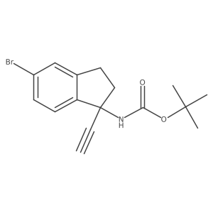 tert-butyl N-(5-bromo-1-ethynyl-2,3-dihydro-1H-inden-1-yl)carbamate结构式