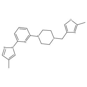 1-[(2-methyl-1,3-oxazol-4-yl)methyl]-4-[6-(4-methyl-1H-pyrazol-1-yl)pyridin-2-yl]piperazine结构式