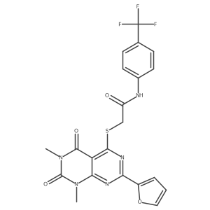 2-((2-(furan-2-yl)-6,8-dimethyl-5,7-dioxo-5,6,7,8-tetrahydropyrimido[4,5-d]pyrimidin-4-yl)thio)-N-(4-(trifluoromethyl)phenyl)acetamide Structure
