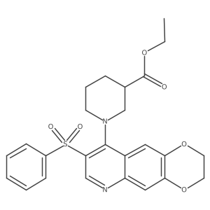ethyl 1-[8-(benzenesulfonyl)-2H,3H-[1,4]dioxino[2,3-g]quinolin-9-yl]piperidine-3-carboxylate Structure