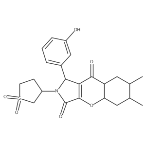 2-(1,1-dioxothiolan-3-yl)-1-(3-hydroxyphenyl)-6,7-dimethyl-4a,5,6,7,8,8a-hexahydro-1H-chromeno[2,3-c]pyrrole-3,9-dione结构式