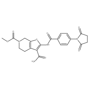 methyl 3-carbamoyl-2-(4-(2,5-dioxopyrrolidin-1-yl)benzamido)-4,5-dihydrothieno[2,3-c]pyridine-6(7H)-carboxylate Structure