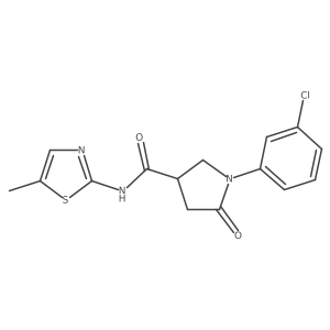 1-(3-chlorophenyl)-N-(5-methyl-1,3-thiazol-2-yl)-5-oxopyrrolidine-3-carboxamide结构式