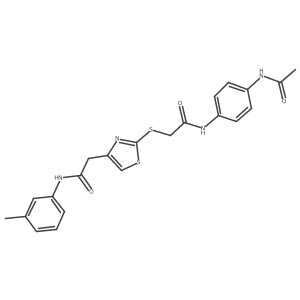N-(4-acetamidophenyl)-2-((4-(2-oxo-2-(m-tolylamino)ethyl)thiazol-2-yl)thio)acetamide结构式
