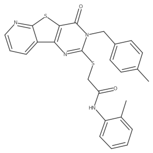 N-(2-methylphenyl)-2-({5-[(4-methylphenyl)methyl]-6-oxo-8-thia-3,5,10-triazatricyclo[7.4.0.0^{2,7}]trideca-1(9),2(7),3,10,12-pentaen-4-yl}sulfanyl)acetamide Structure