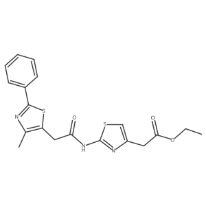 Ethyl 2-(2-(2-(4-methyl-2-phenylthiazol-5-yl)acetamido)thiazol-4-yl)acetate结构式